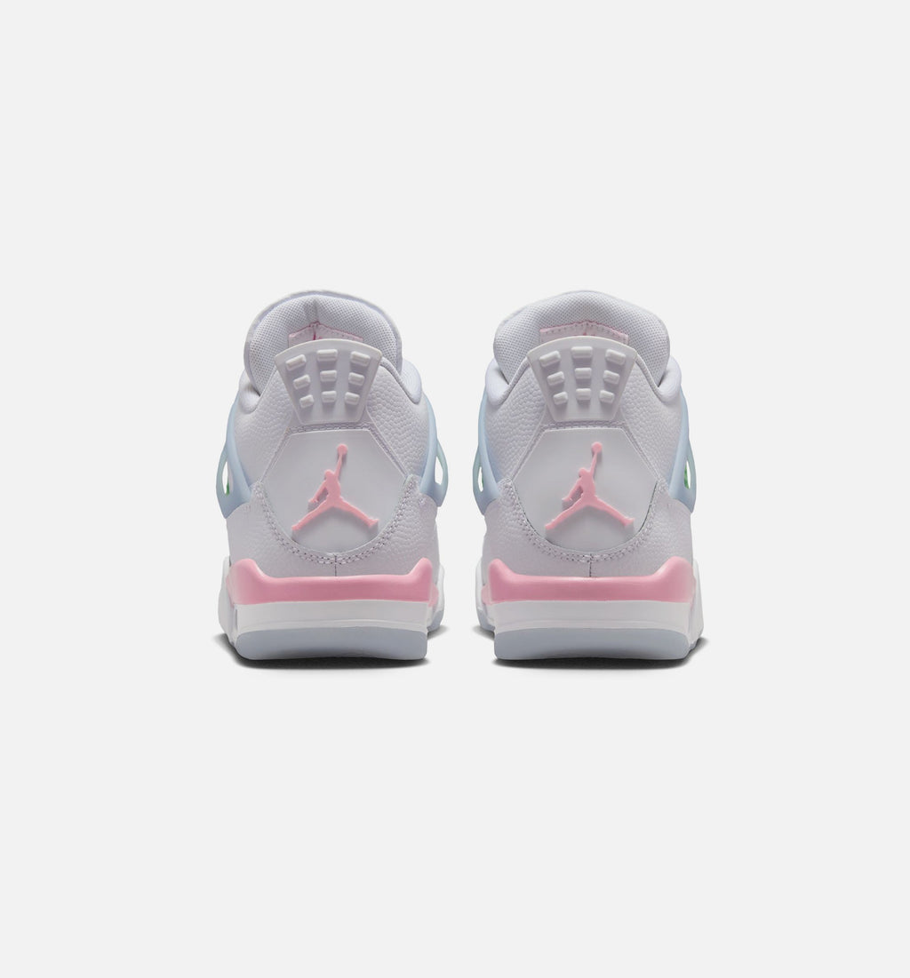 Air Jordan 4 Retro Medium Soft Pink Girls' Grade School Sneakers - White/Medium Soft Pink/Half Blue