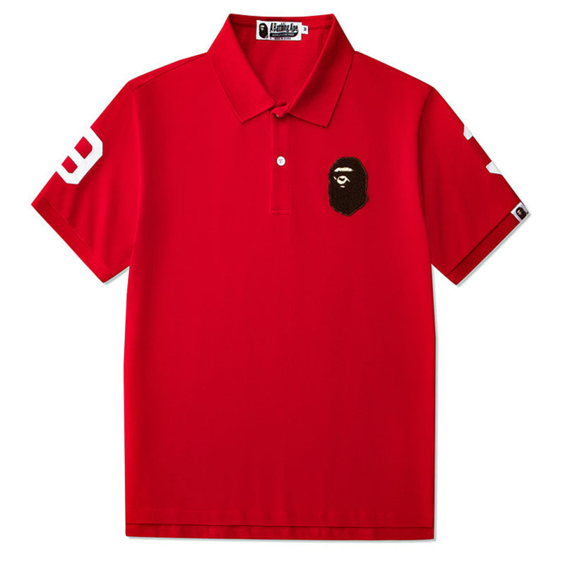 BAPE Embroidered Ape Head Men's Polo Shirt - White