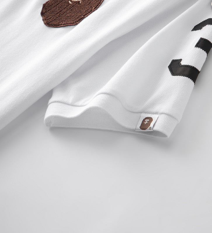 BAPE Embroidered Ape Head Men's Polo Shirt - White