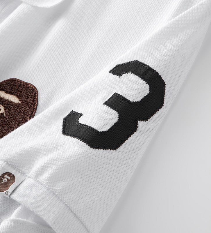 BAPE Embroidered Ape Head Men's Polo Shirt - White