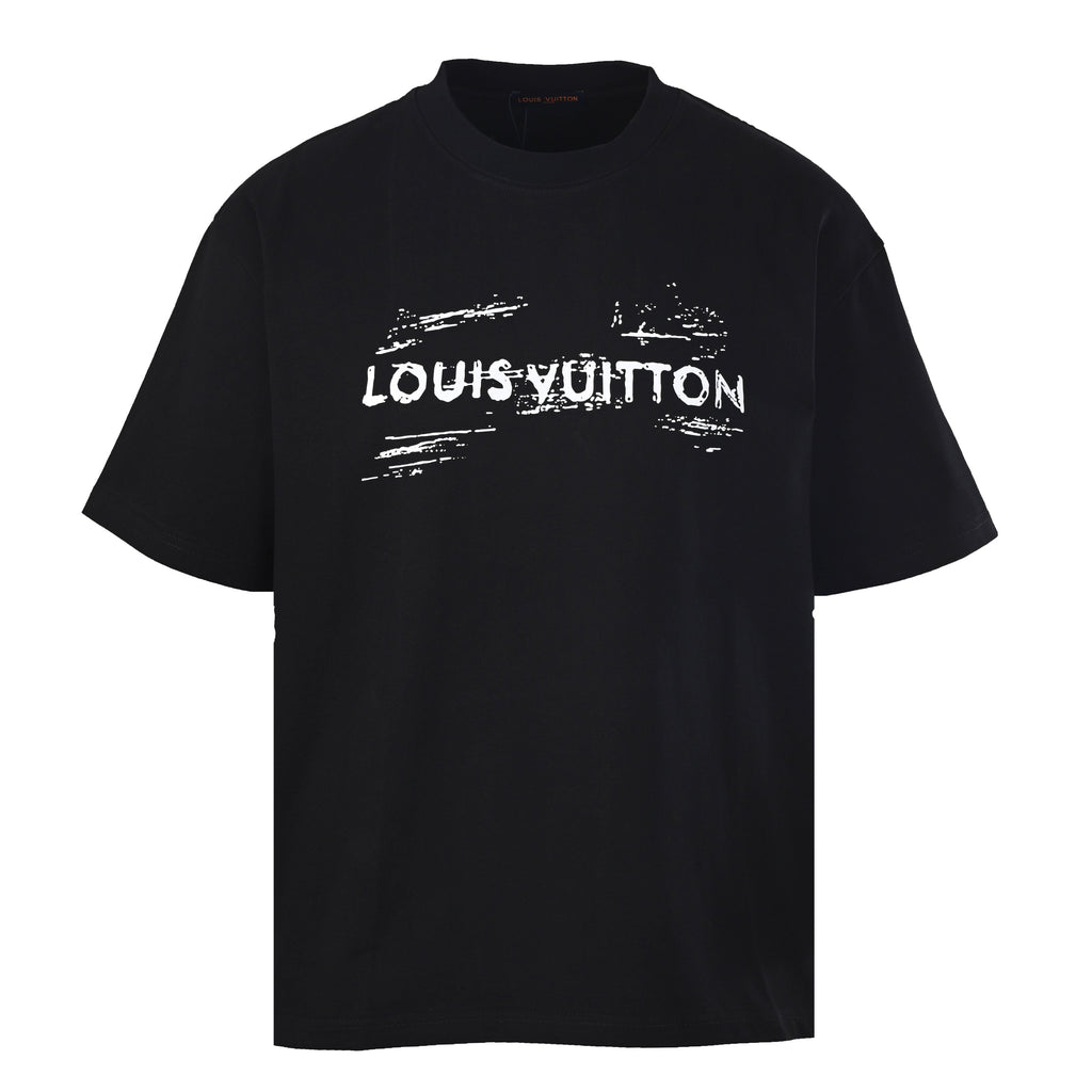 Mottled Logo Print Crew Neck Short Sleeve T-Shirt