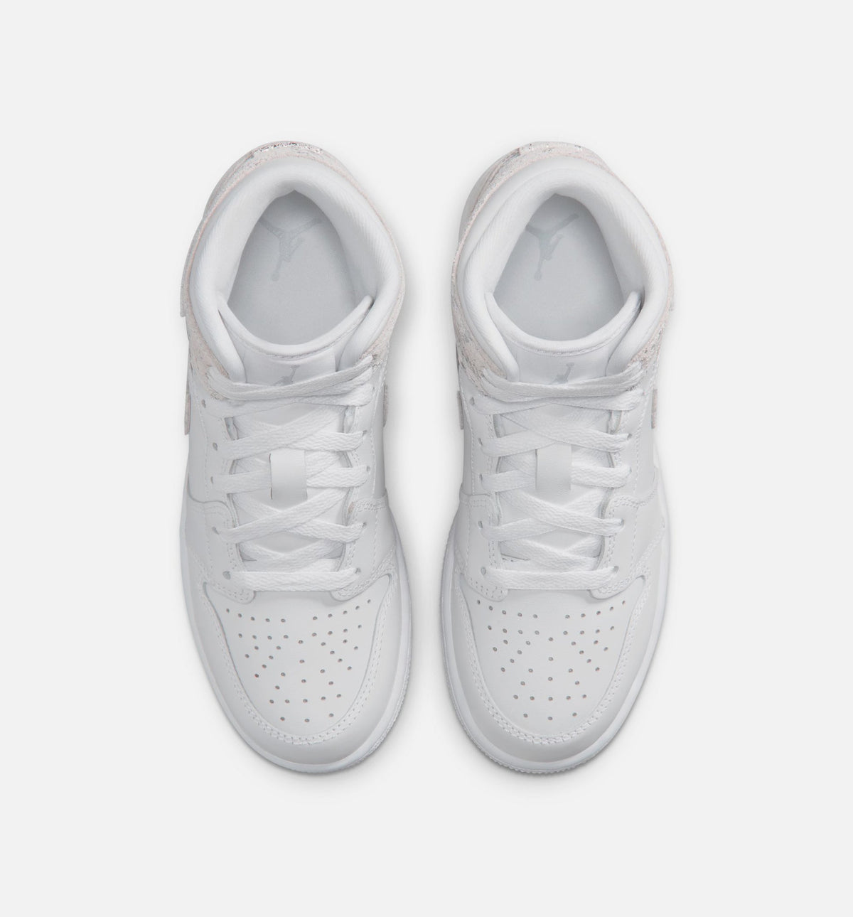 Air Jordan 1 Mid SE Grade School Sneakers - White / Silver