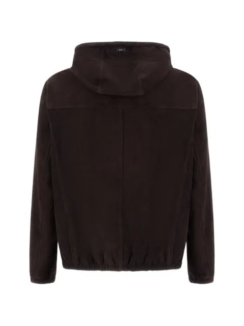 Herno Resort hooded suede-leather jacket