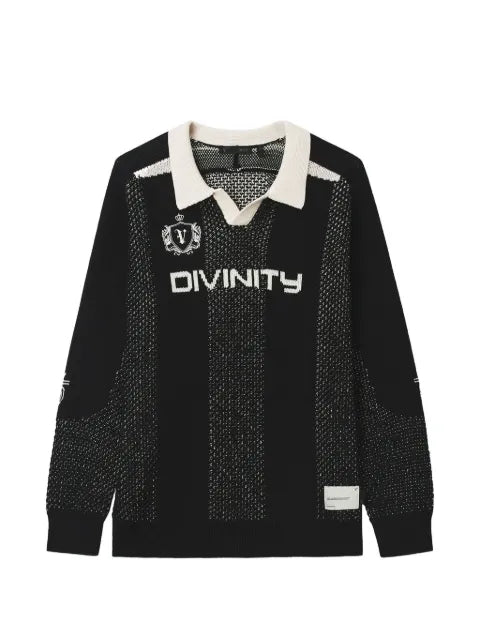 FIVE CM logo-intarsia open-collar sweater