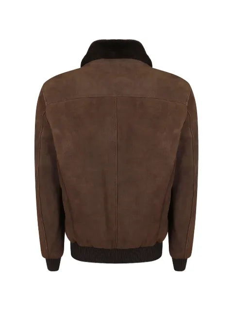 Barba shearling-collar bomber jacket