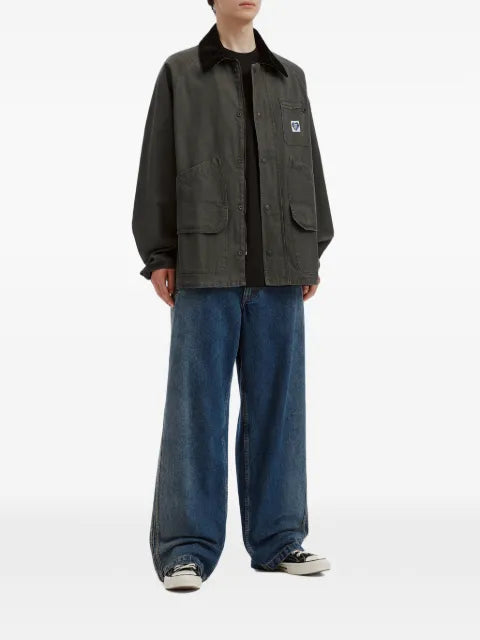 FINGERCROXX corduroy-collar patch-pocket jacket