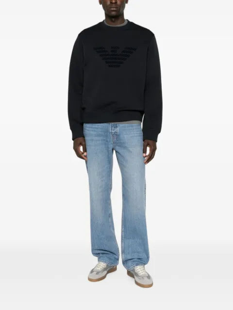 Emporio Armani double jersey sweatshirt with large flocked logo