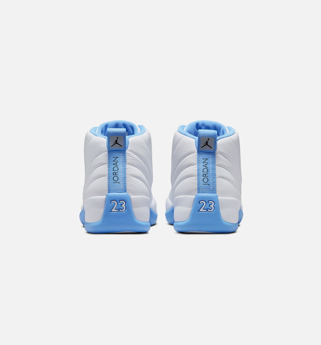 Air Jordan 12 Retro White & University Blue Men's Lifestyle Shoes - White/University Blue/Metallic Silver