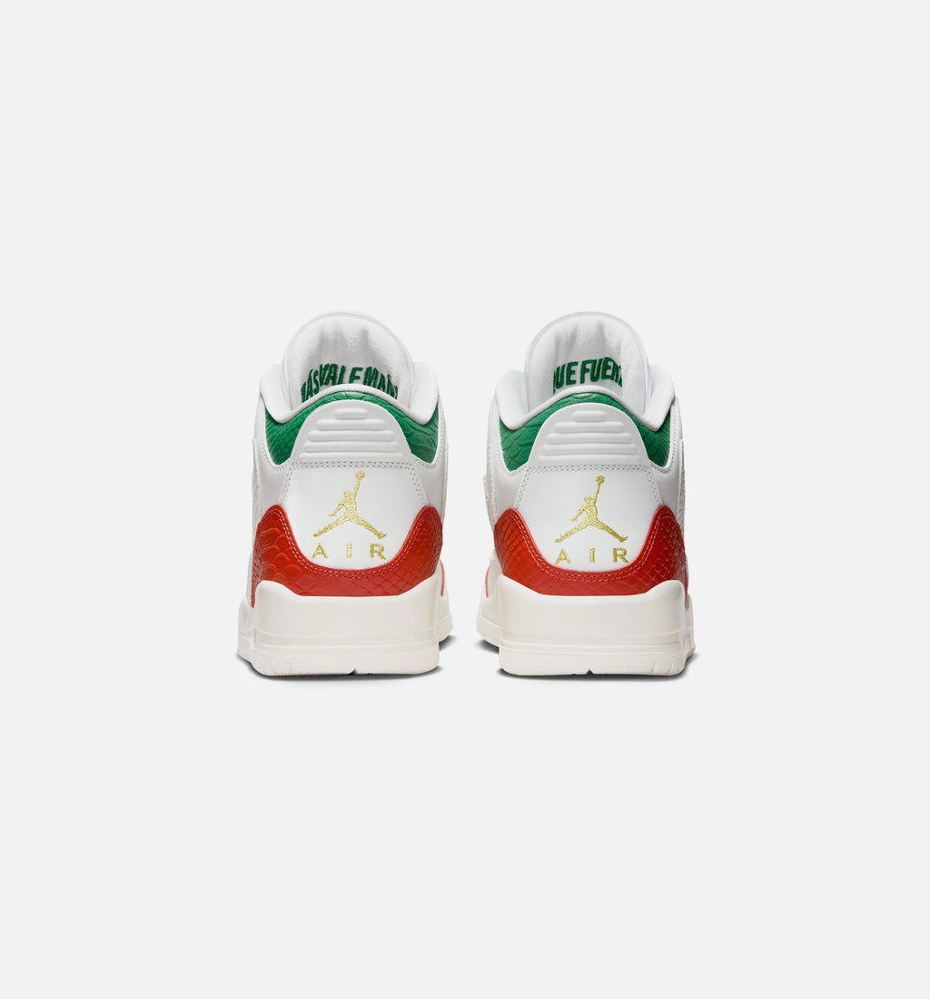 Air Jordan 3 Retro El Vuelo Men's Lifestyle Shoes - Summit White / Pine Green / Dragon Red / Metallic Gold