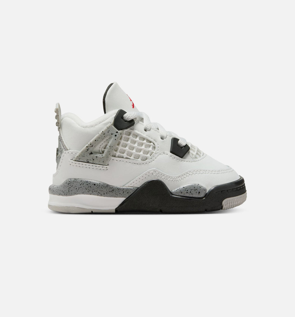Air Jordan 4 Retro White Cement Infant/Toddler Shoes - Summit White Fire Red Cement Grey Black