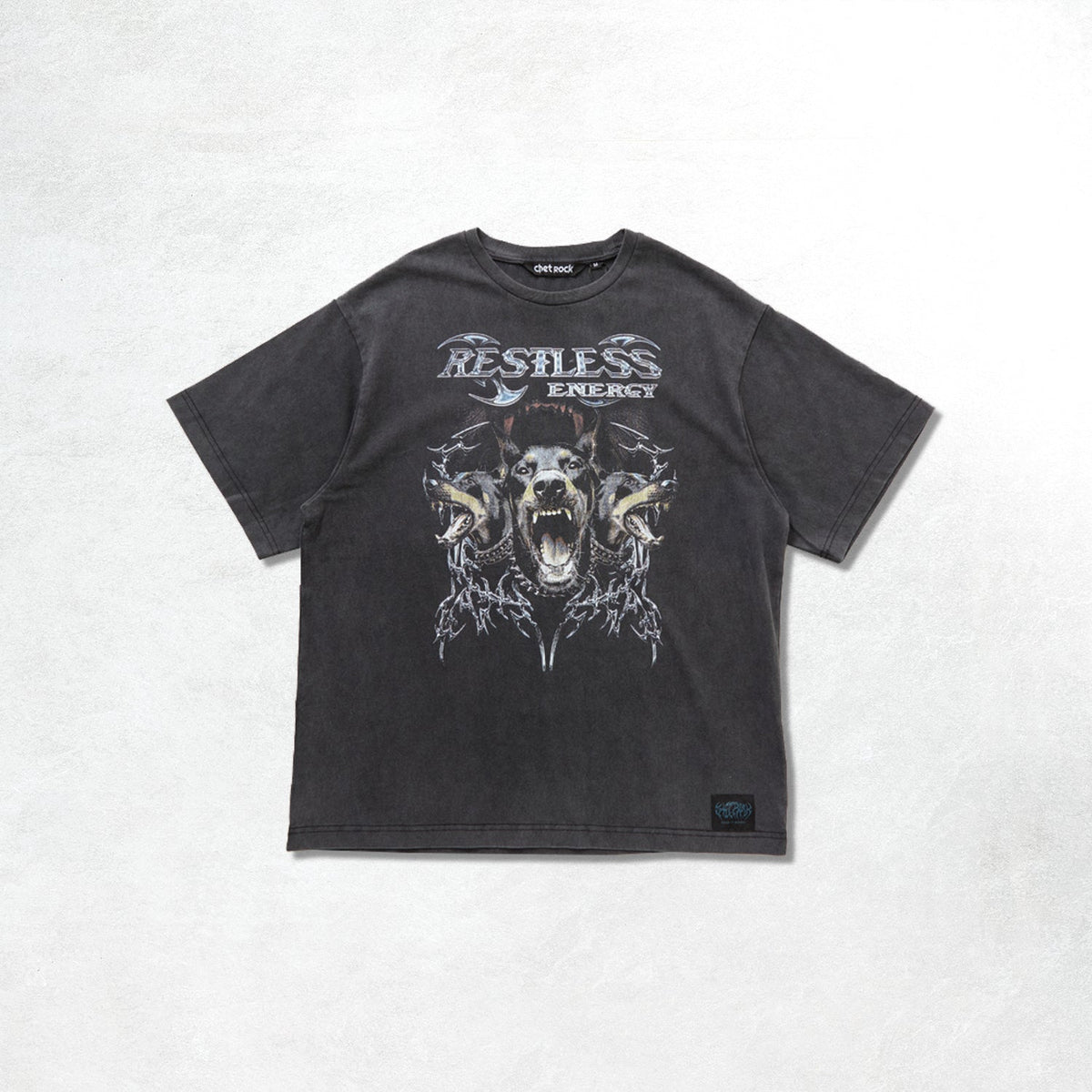 Chet Rock Restless Energy Doberman T-Shirt: Washed Black