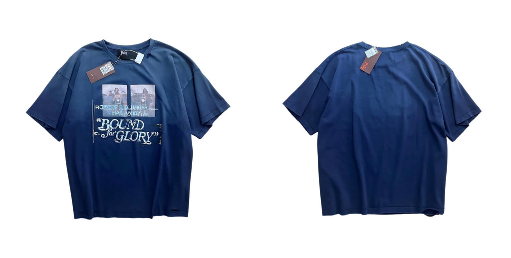 Paly Hollywood Portrait and Letter Graphic Crew Neck T-Shirt Unisex