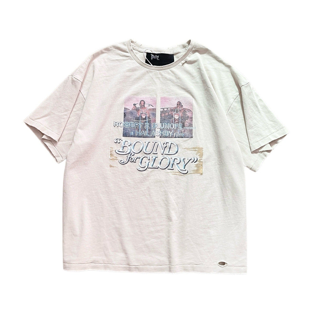Paly Hollywood Portrait and Letter Graphic Crew Neck T-Shirt Unisex