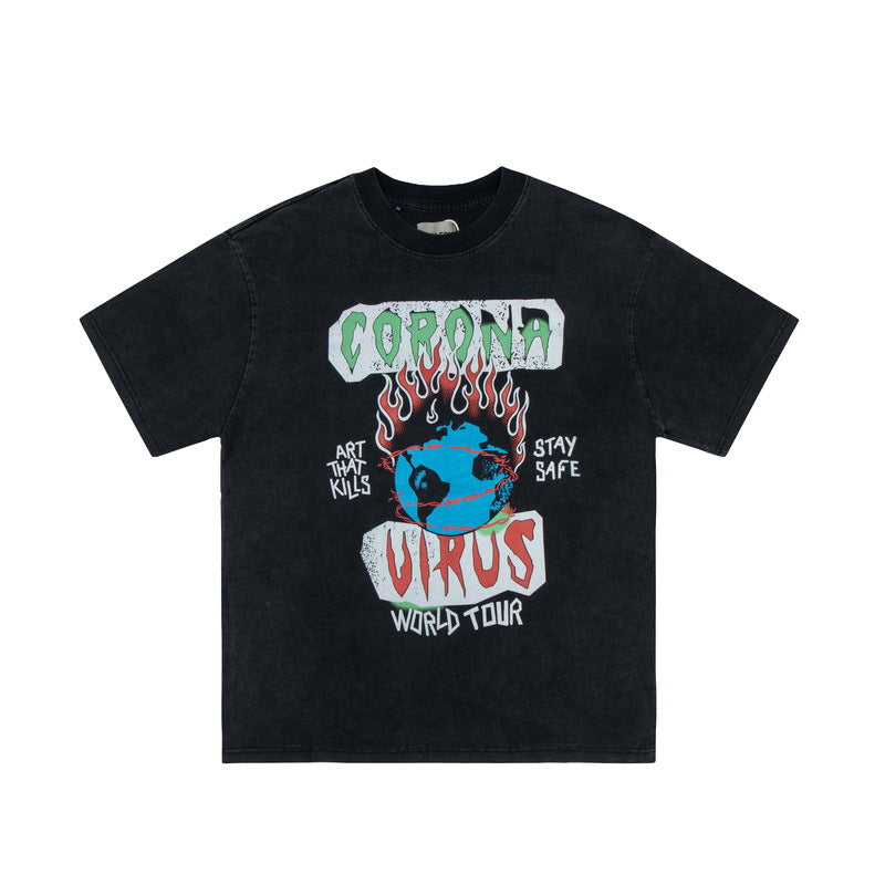Gallery Dept T-shitrs Men's Retro Graffiti Printing Short Sleeve