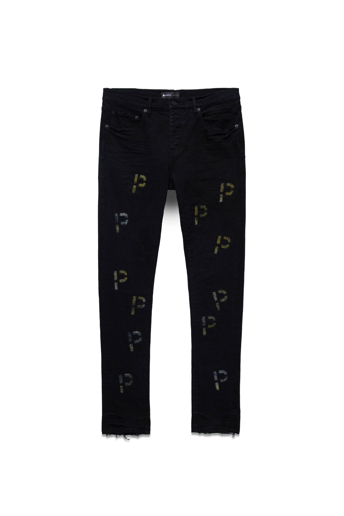 P001 LOW RISE SKINNY JEAN - Black Indigo Embroidery Punch P Plaid