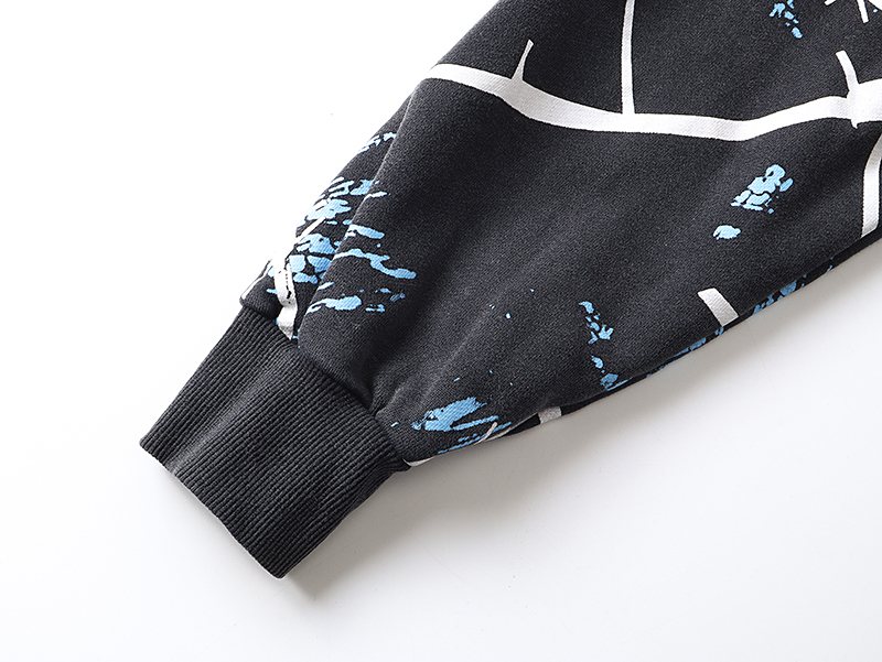 MIXED EMOTION Washed Black Graphic Zip Hoodie