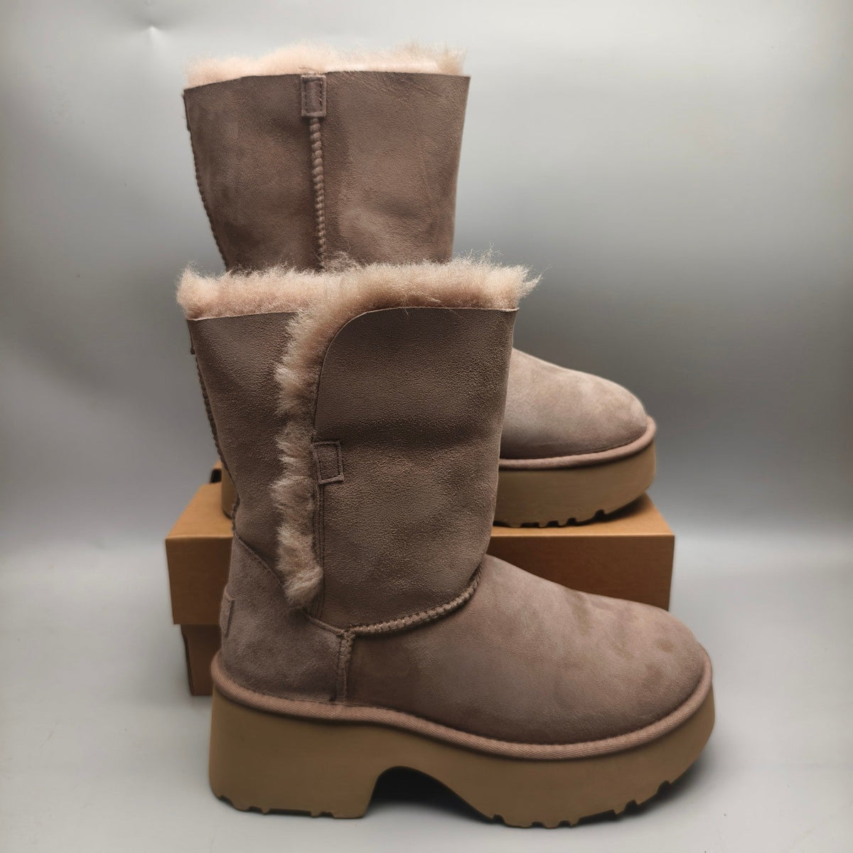 Walnut Wedge Chunky Sole Mid-Calf Fashion Boots — New Arrival | In Stock