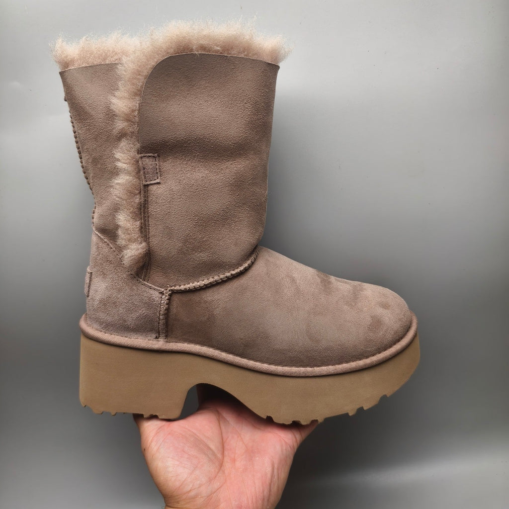 Walnut Wedge Chunky Sole Mid-Calf Fashion Boots — New Arrival | In Stock
