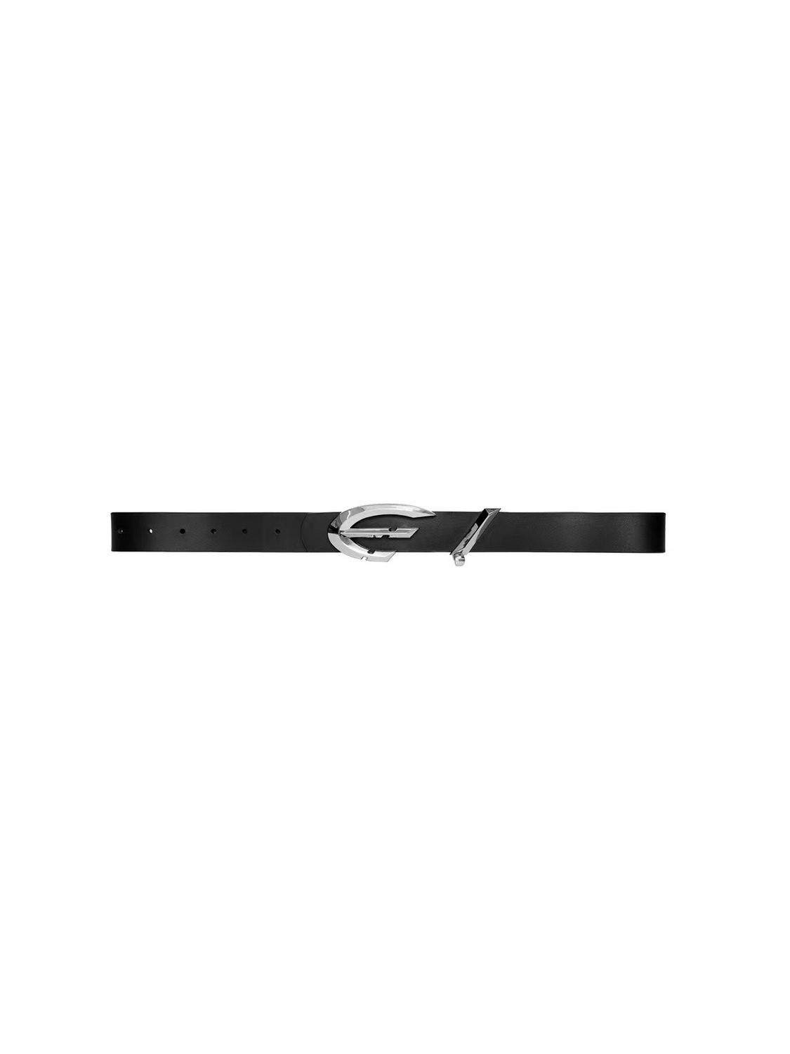 Full Grain Leather Belt Glossy Surface Pioneer Metal Buckle Waist Belt