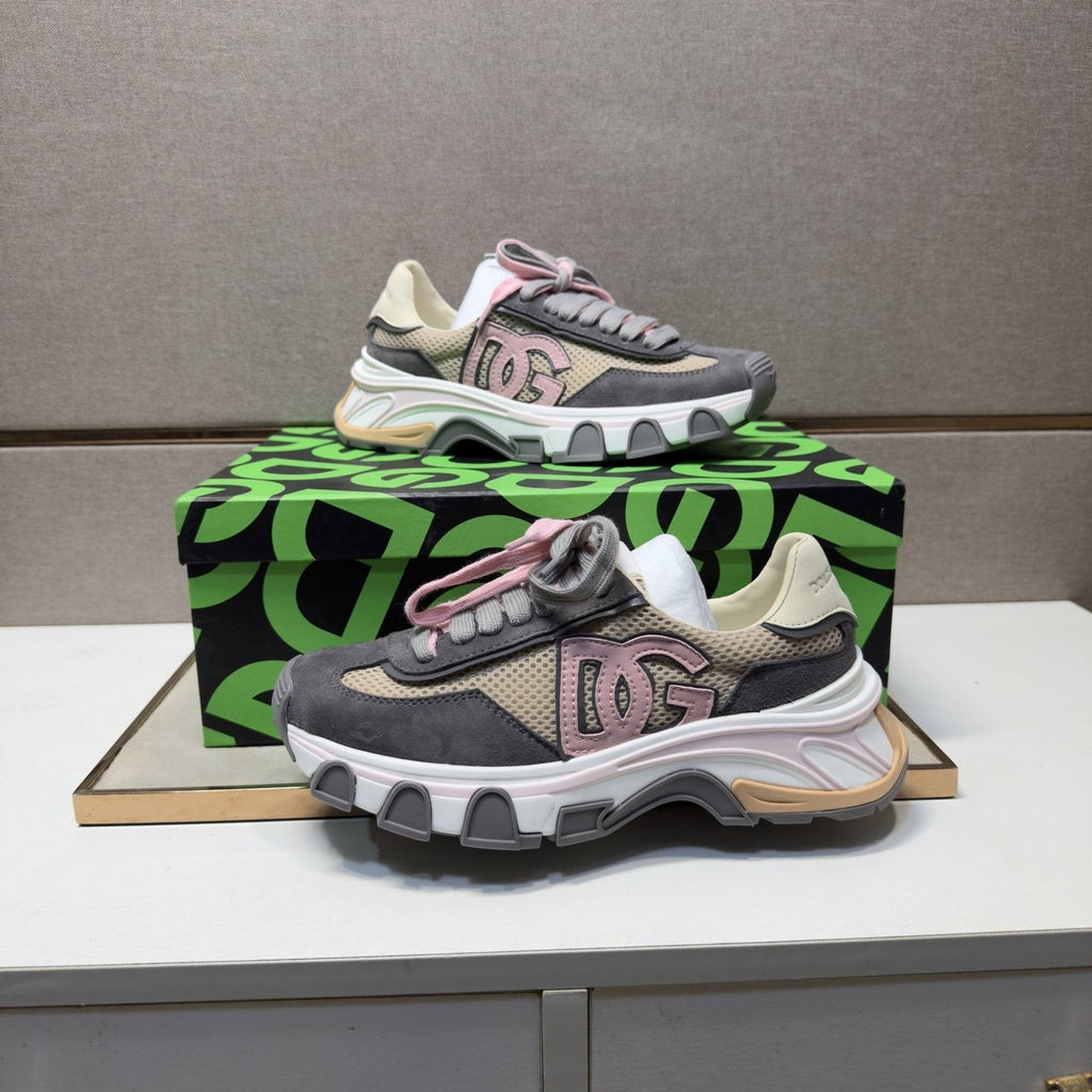 Dolce & Gabbana Gray, Cream and Pink Sneakers