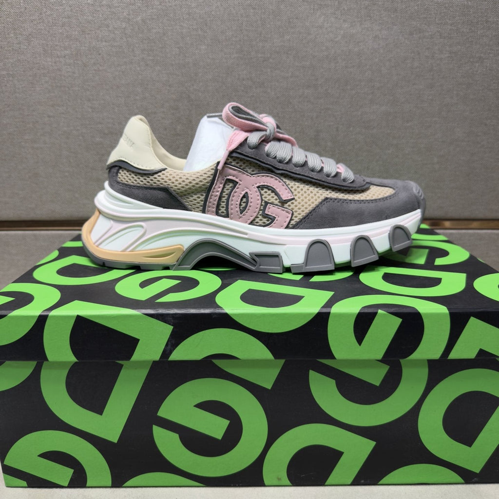 Dolce & Gabbana Gray, Cream and Pink Sneakers