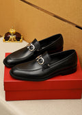 Ferragamo Men's Black Hardware Loafers - Rounded Toe