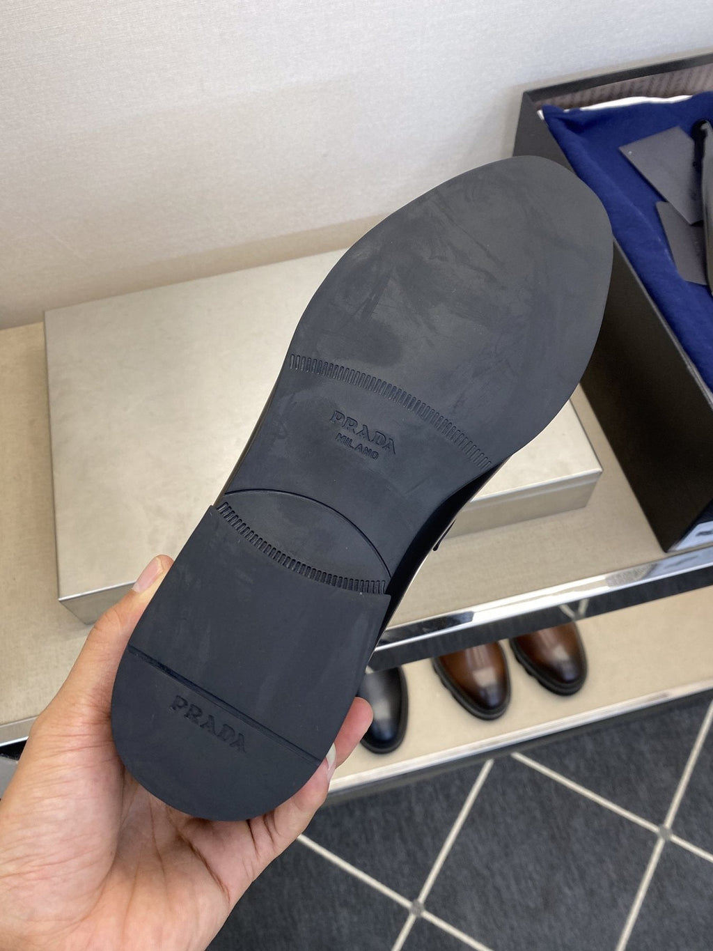 Prada Black Triangle Plaque Loafers