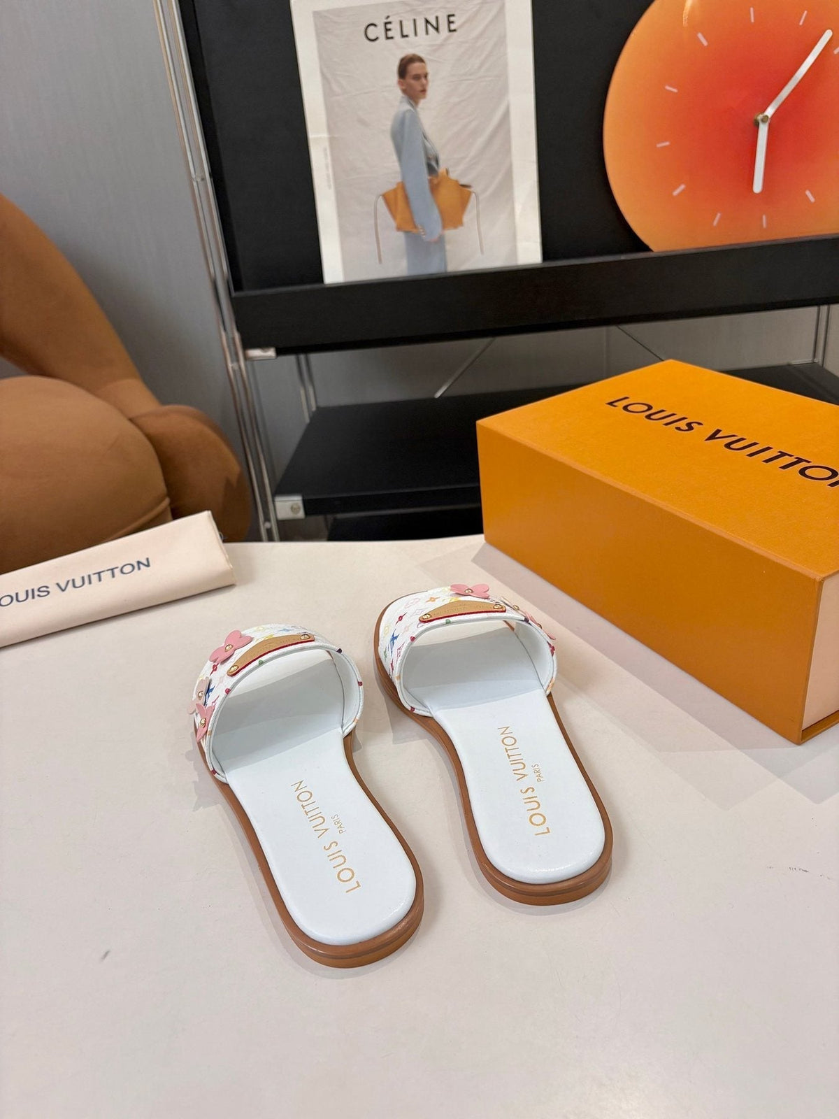 Louis Vuitton Floral Print Slide Sandals
