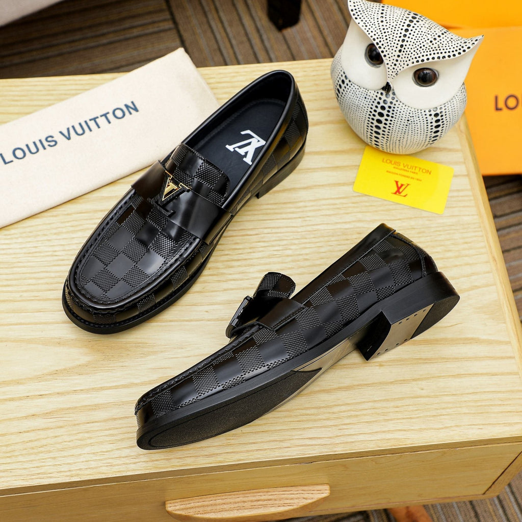 Louis Vuitton Men's Black Woven Leather Loafers