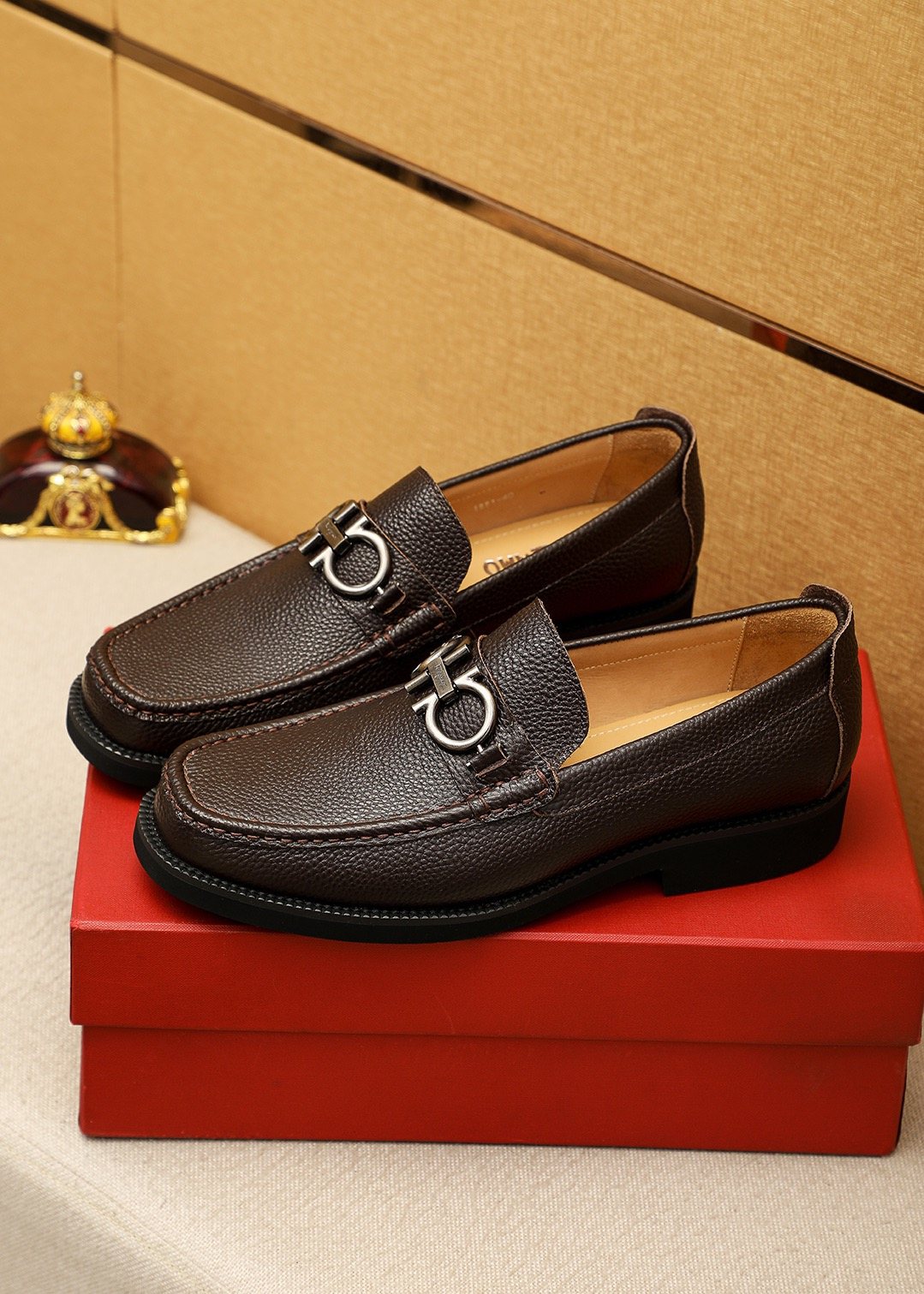 Ferragamo Dark Brown Leather Loafers