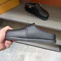 Louis Vuitton Men's Textured Buckle Slide Sandals