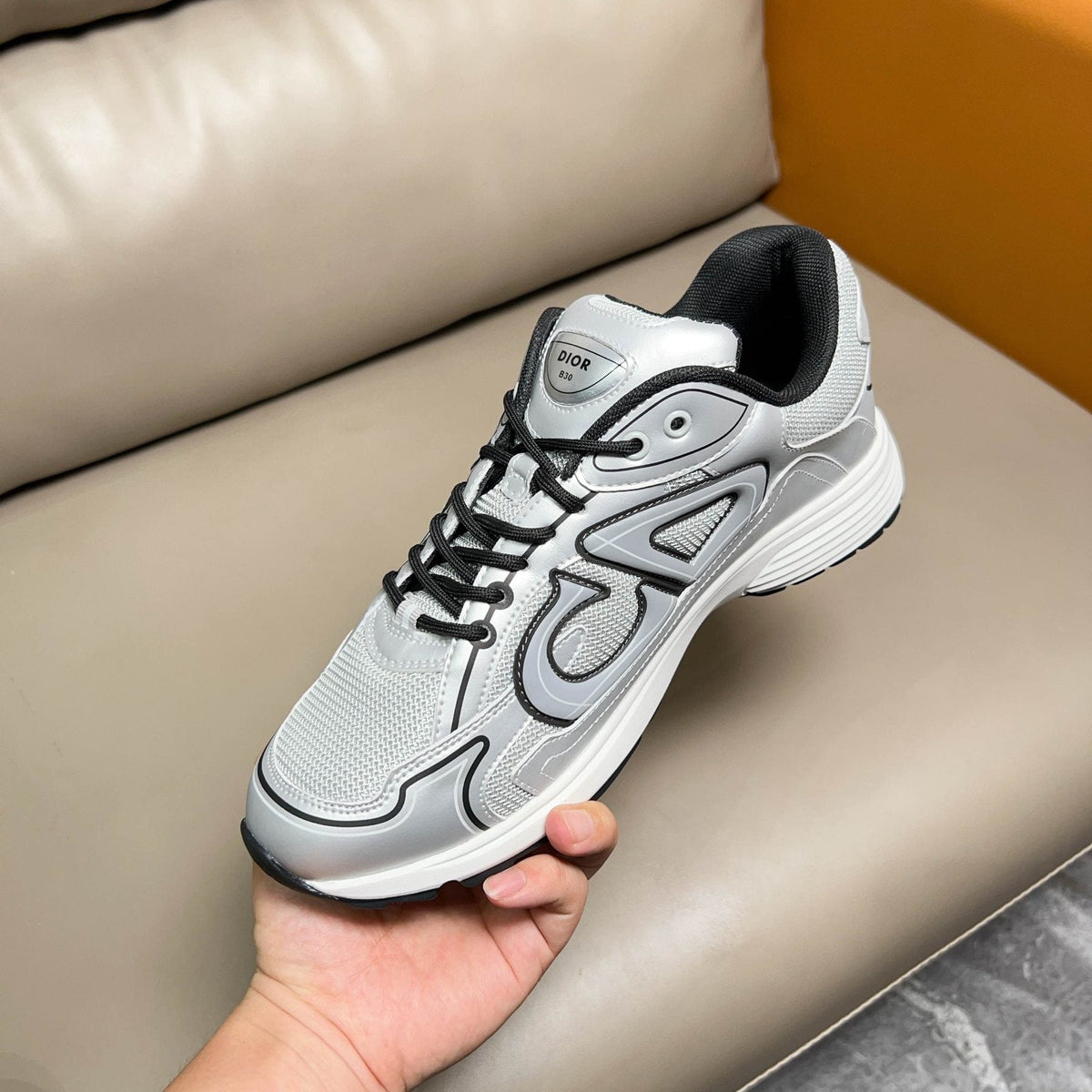 Dior Light Gray and Silver Sneakers
