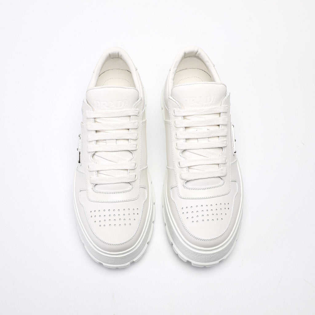 Prada Men's Triangle Plaque Low-Top Sneakers - Textured Lug Outsole