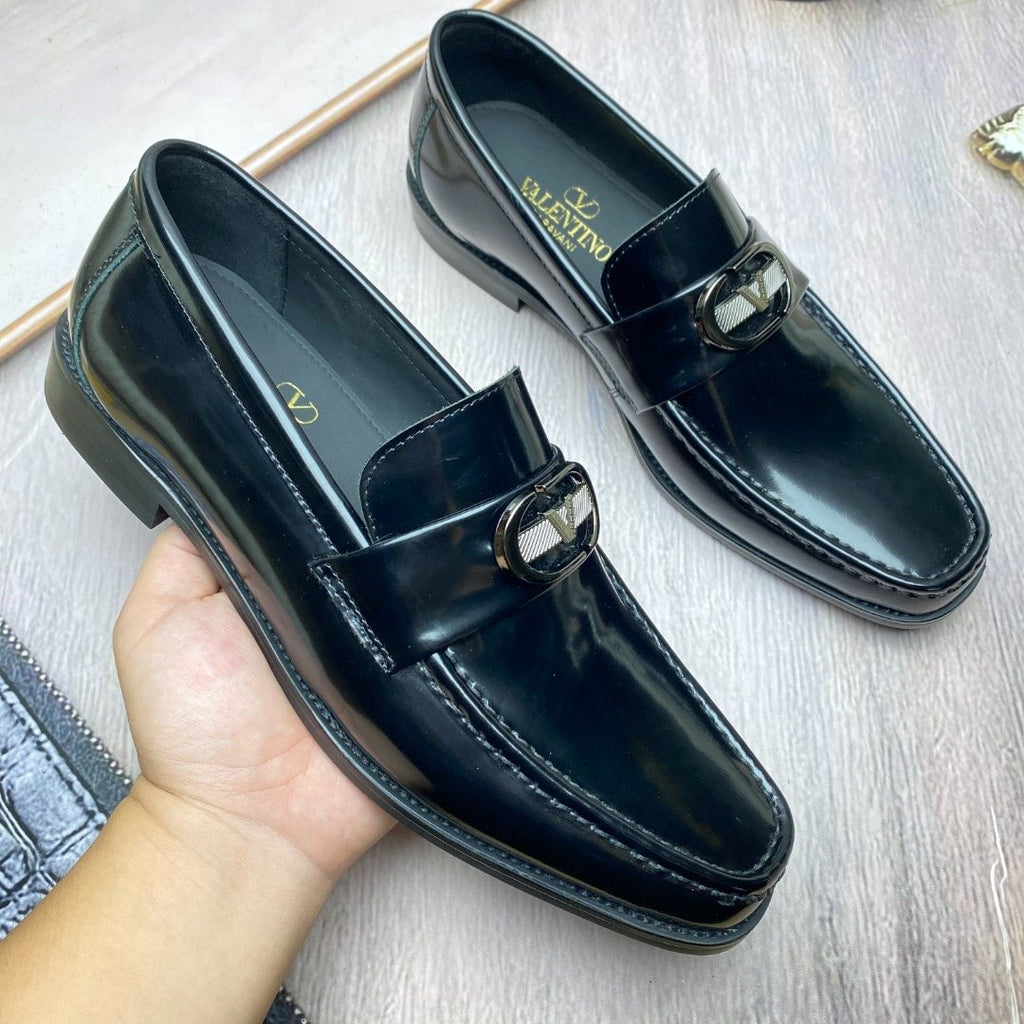 Valentino Square-Toe Loafers with Metal Detail