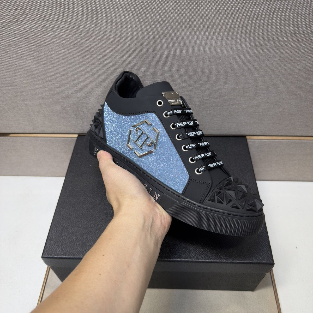 Philipp Plein Men's Studded Panel Low-Top Sneakers