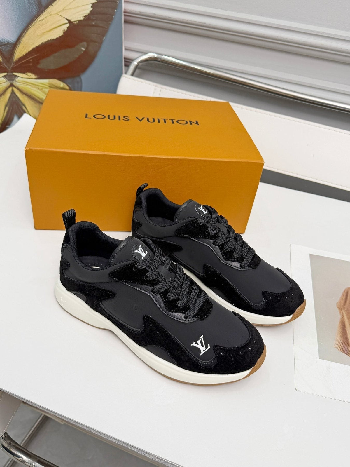 Louis Vuitton Men's Patterned Low-Top Sneakers - Patterned Overlay Details