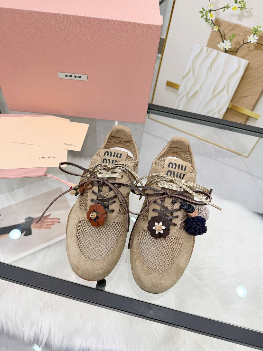 Miu Miu Floral Charm Sneakers